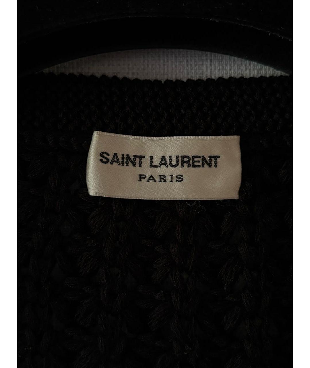 SAINT LAURENT Черный хлопковый кардиган, фото 3