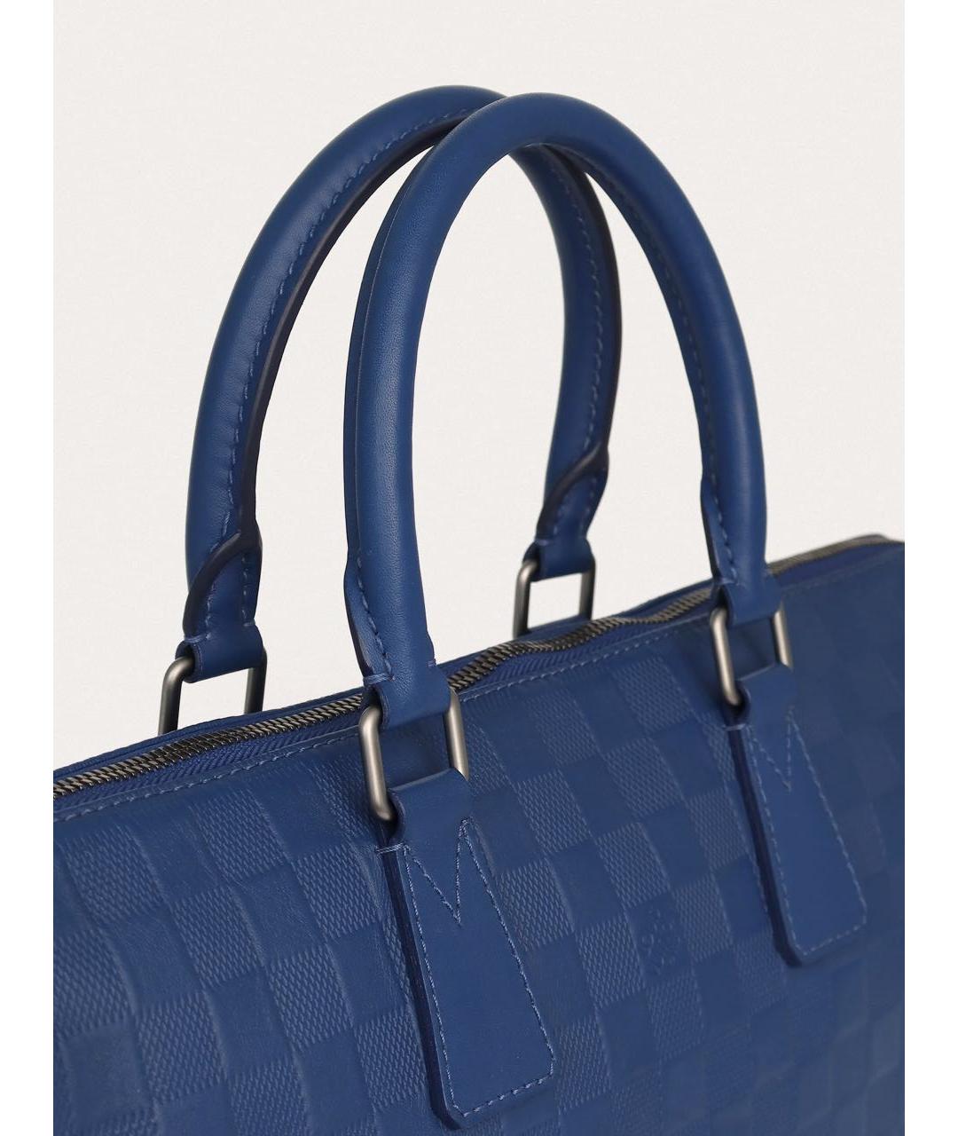 LOUIS VUITTON Синий кожаный портфель, фото 7