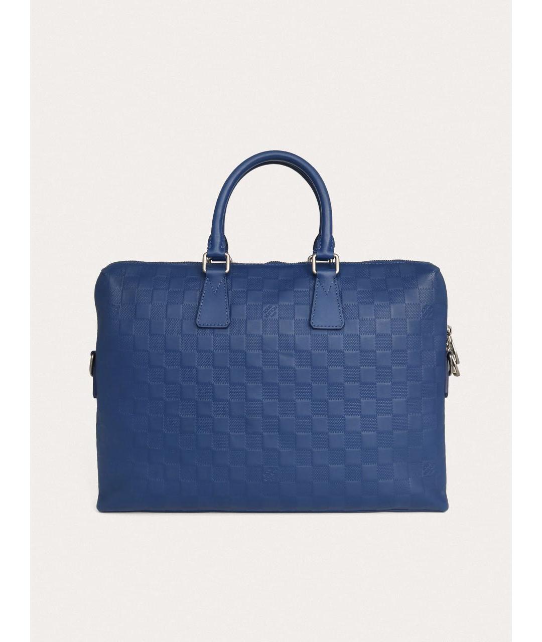 LOUIS VUITTON Синий кожаный портфель, фото 9
