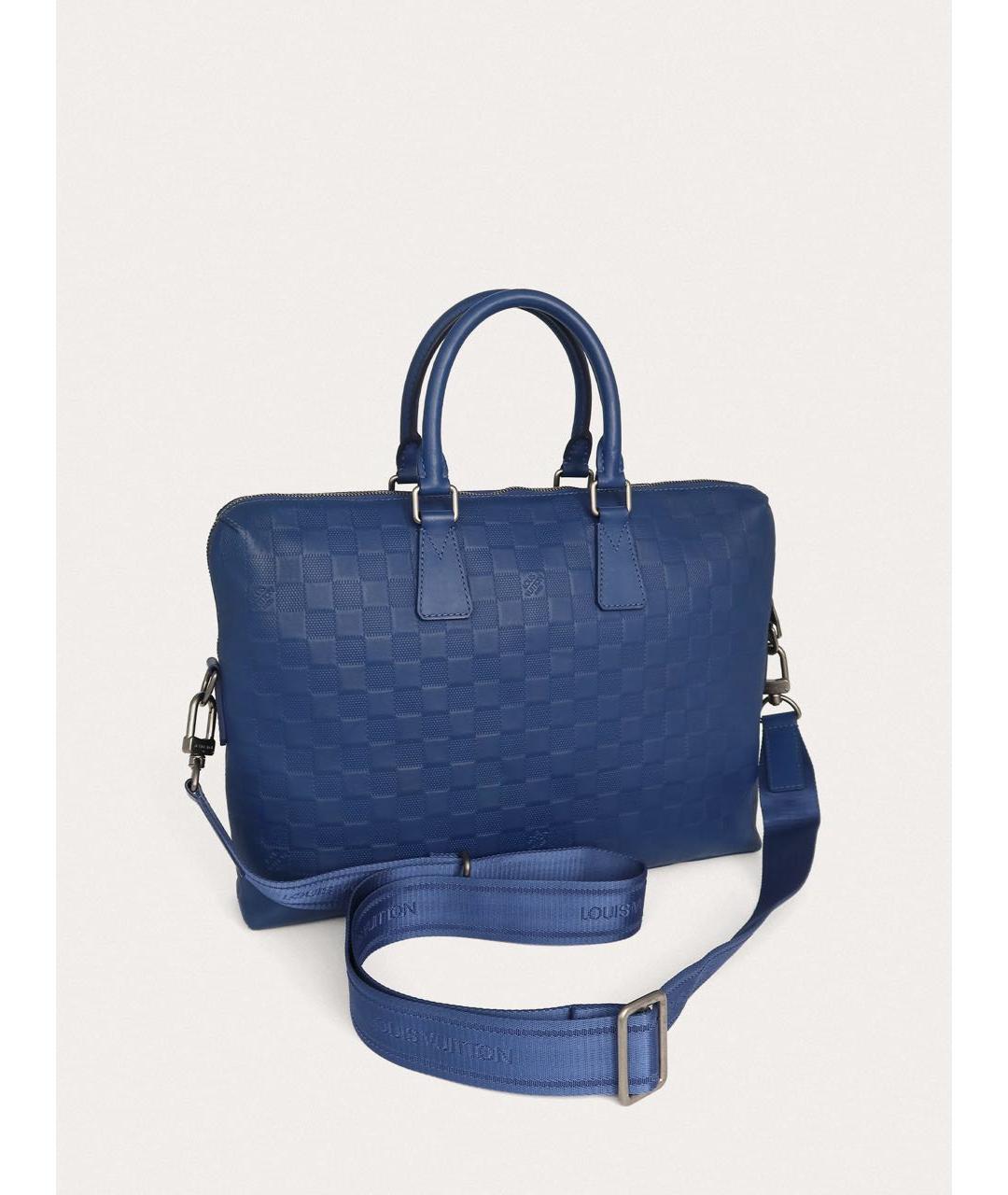 LOUIS VUITTON Синий кожаный портфель, фото 3