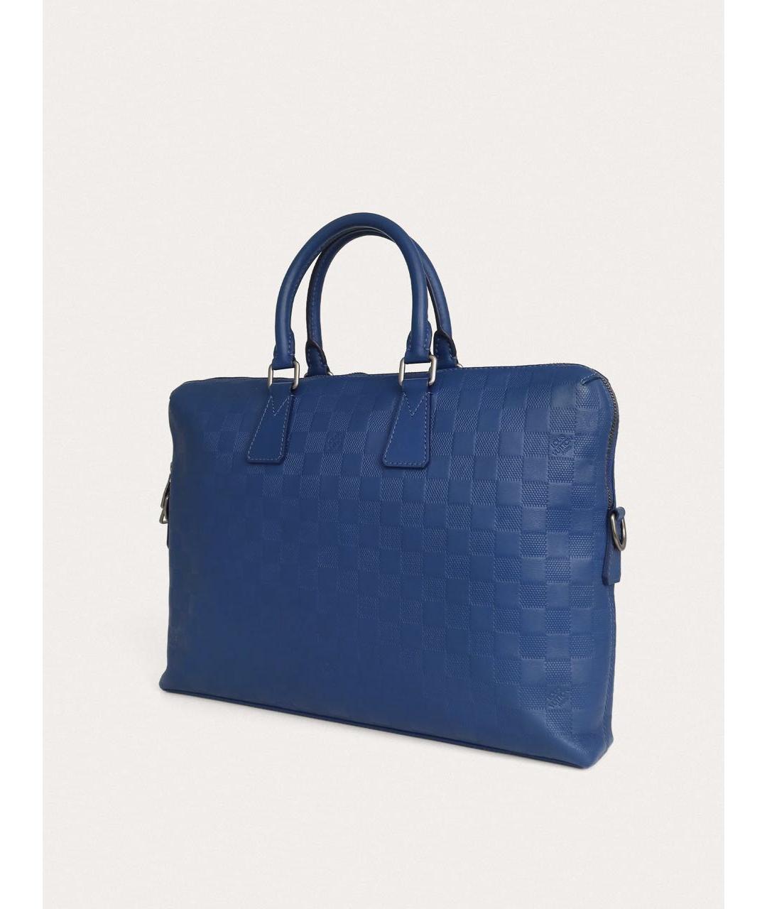 LOUIS VUITTON Синий кожаный портфель, фото 2