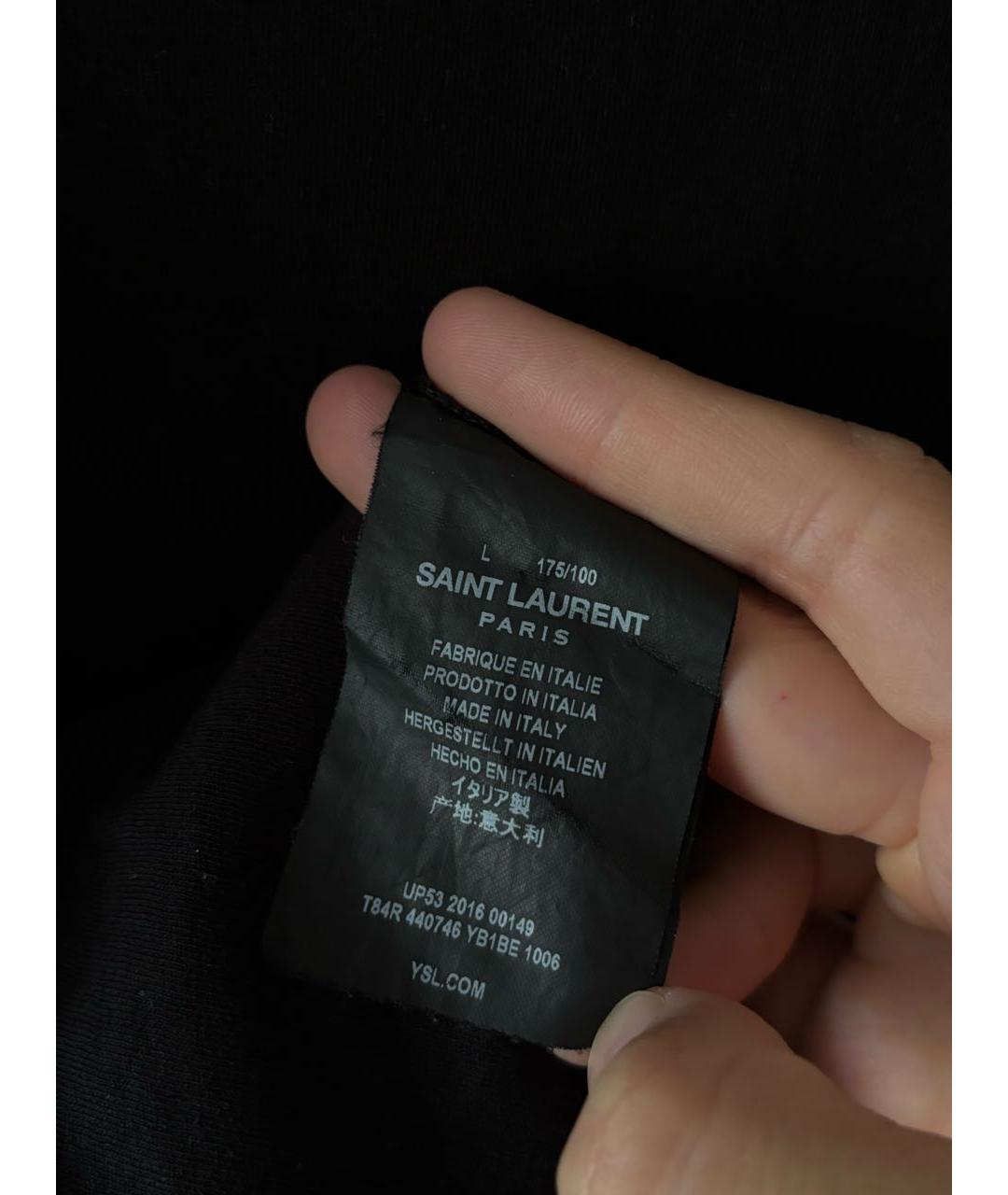 SAINT LAURENT Черная хлопковая футболка, фото 5