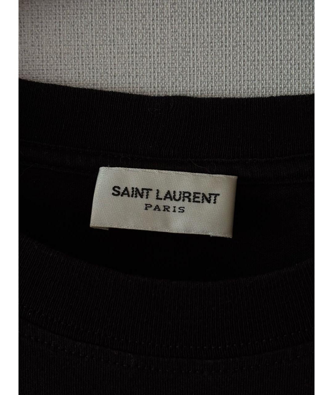 SAINT LAURENT Черная хлопковая футболка, фото 3