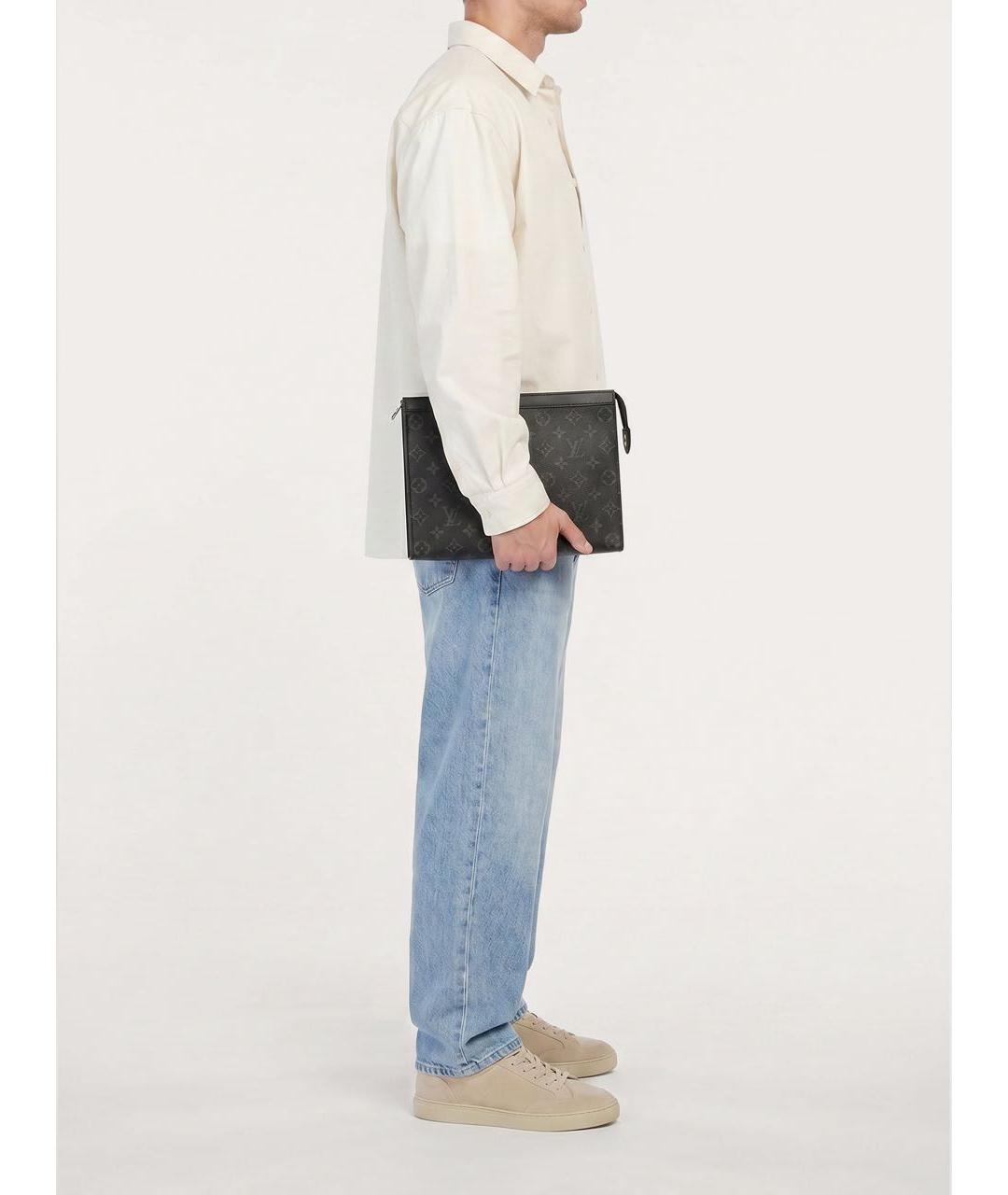 LOUIS VUITTON Черная кожаная папка для документов, фото 8