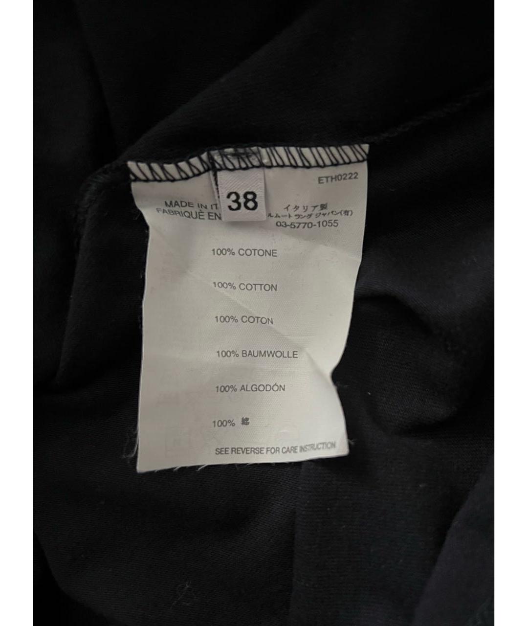 HELMUT LANG Темно-синяя хлопковая футболка, фото 4