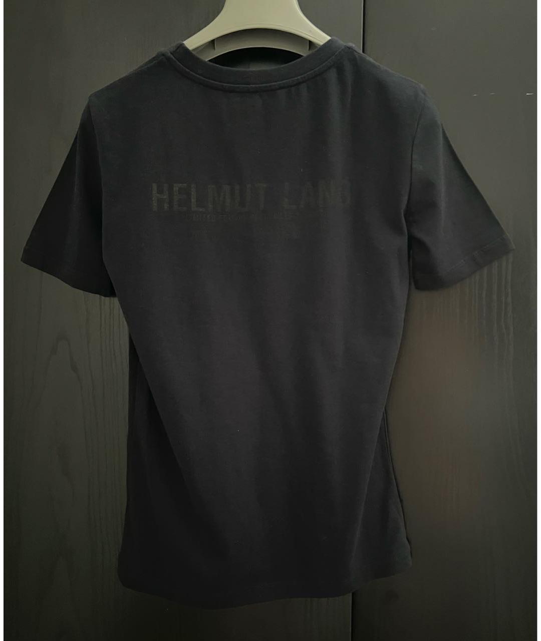 HELMUT LANG Темно-синяя хлопковая футболка, фото 2