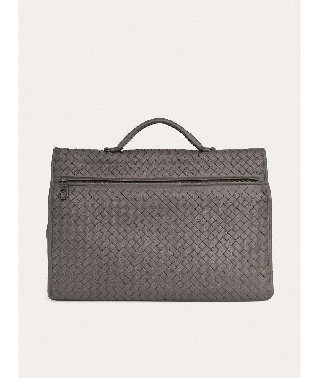 BOTTEGA VENETA Серый кожаный портфель, фото 3