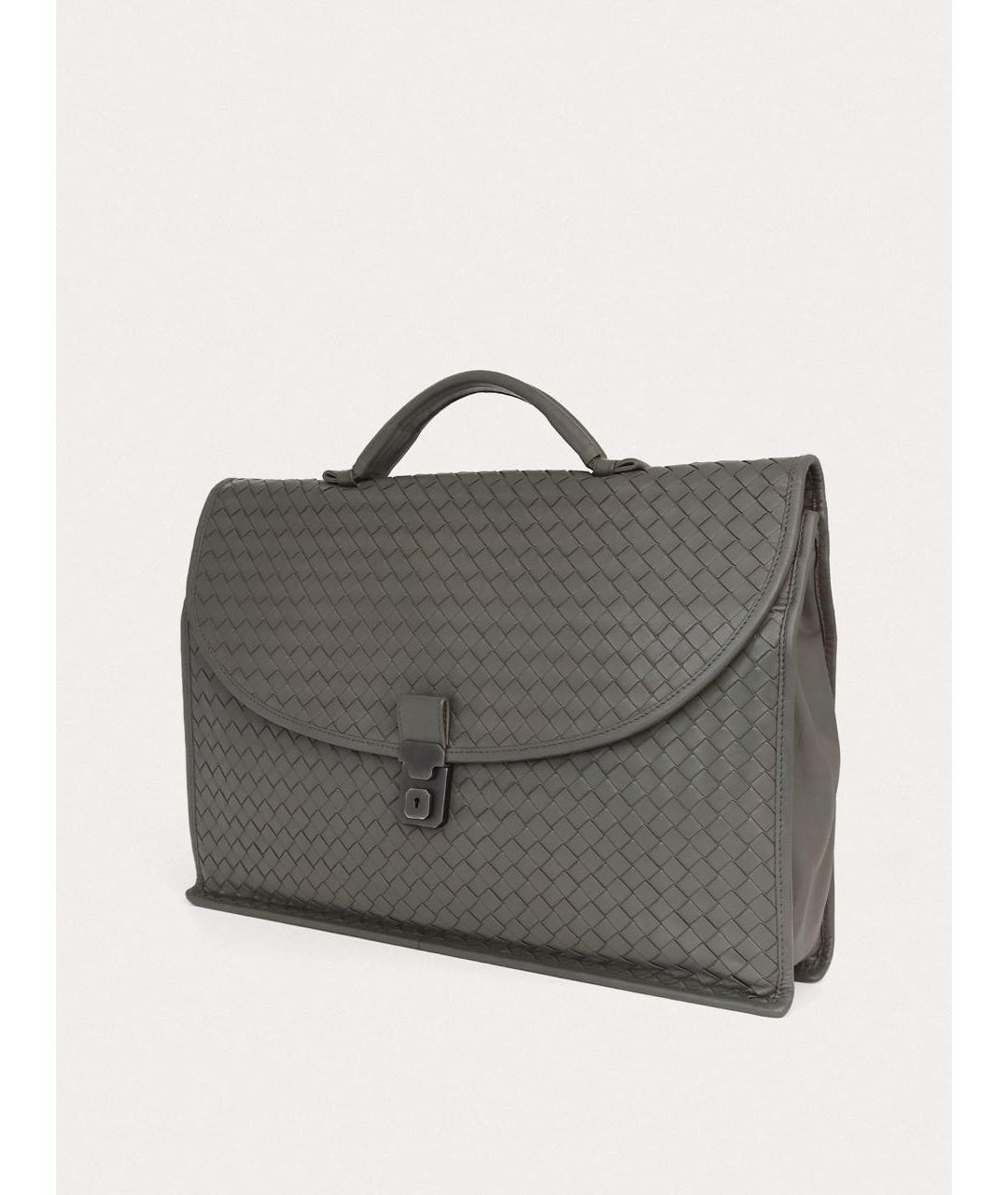 BOTTEGA VENETA Серый кожаный портфель, фото 2