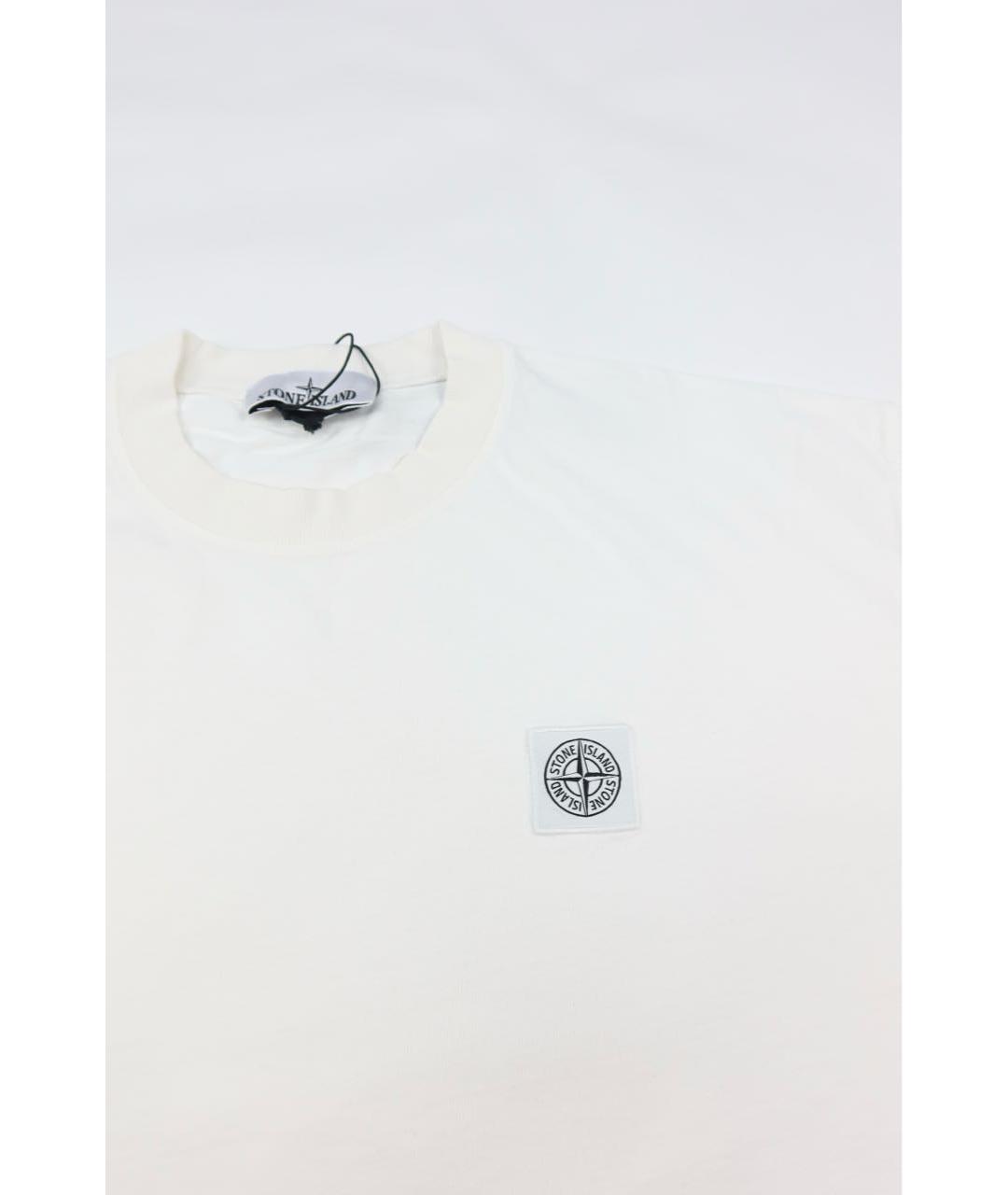 STONE ISLAND Белая хлопковая футболка, фото 2