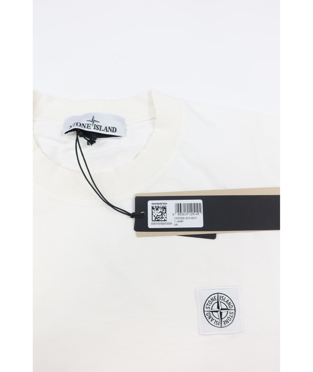 STONE ISLAND Белая хлопковая футболка, фото 4