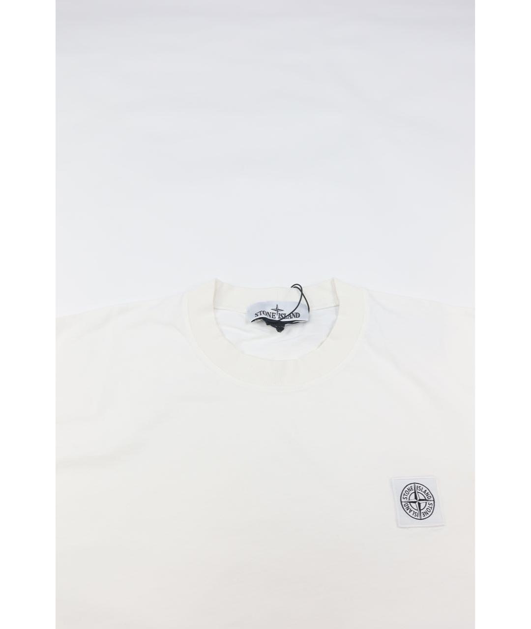 STONE ISLAND Белая хлопковая футболка, фото 3