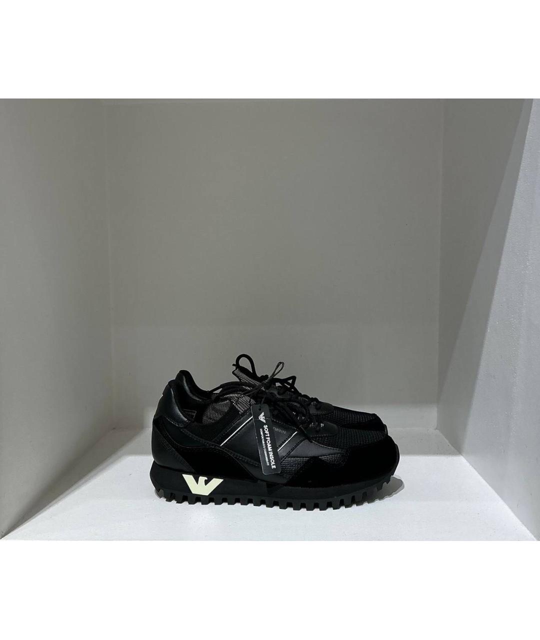 EMPORIO ARMANI Черные замшевые низкие кроссовки / кеды, фото 3
