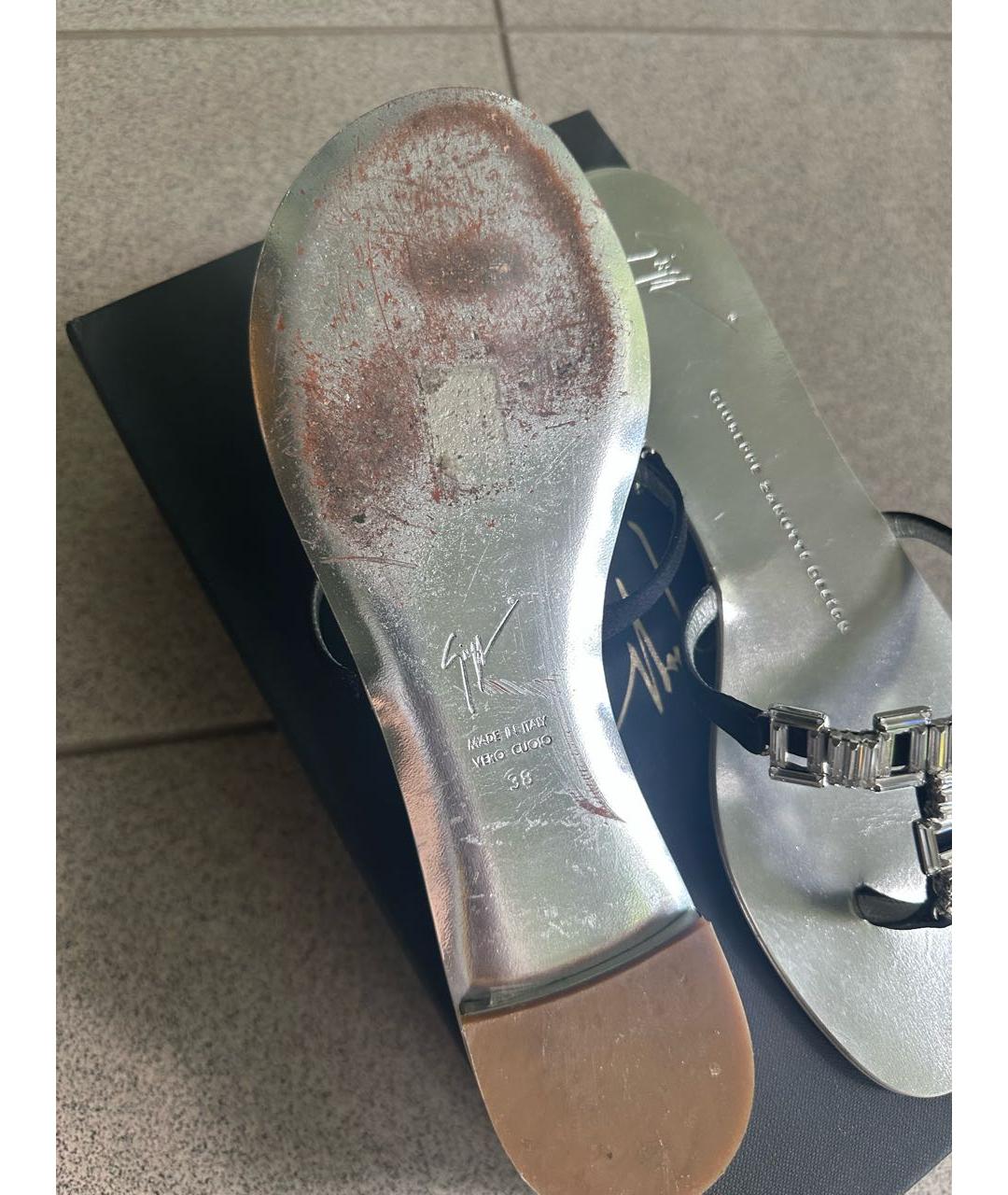 GIUSEPPE ZANOTTI DESIGN Серебряные кожаные босоножки, фото 8