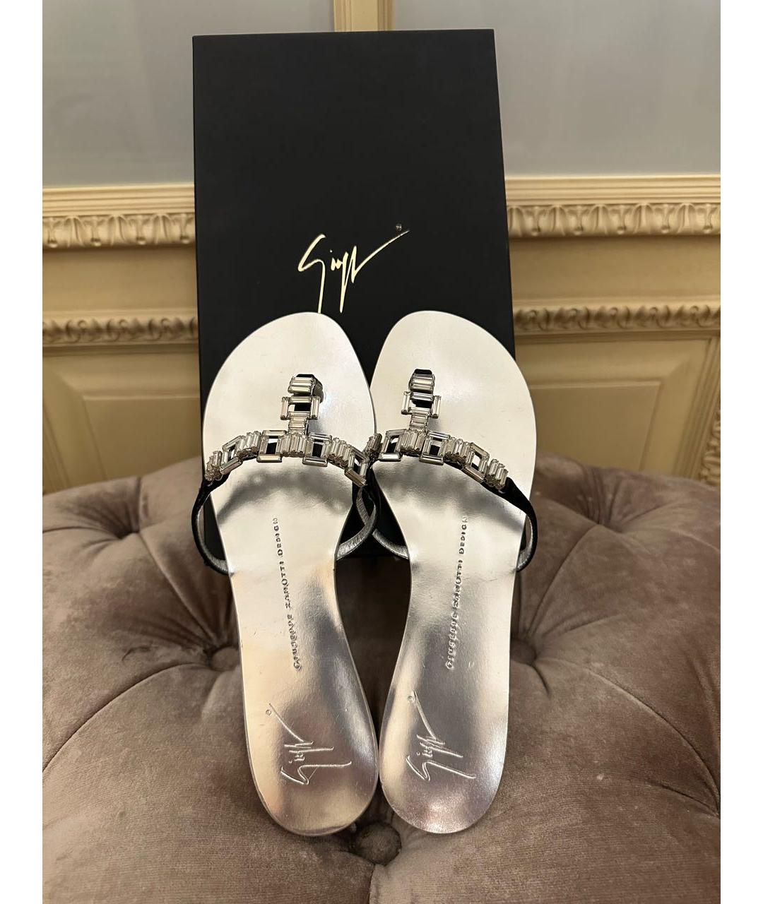 GIUSEPPE ZANOTTI DESIGN Серебряные кожаные босоножки, фото 4