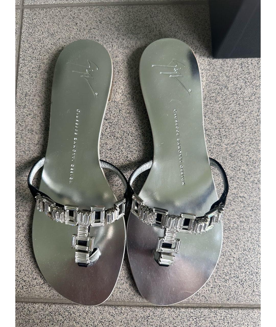 GIUSEPPE ZANOTTI DESIGN Серебряные кожаные босоножки, фото 3