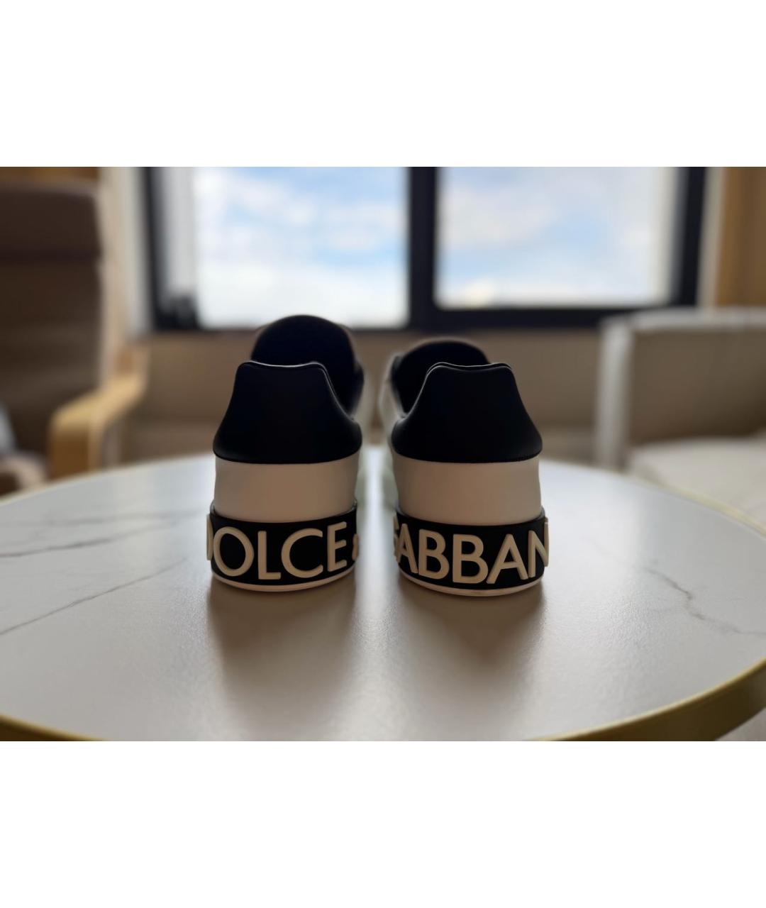 DOLCE&GABBANA Белые кожаные низкие кроссовки / кеды, фото 4
