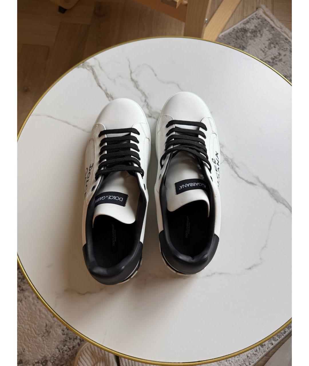 DOLCE&GABBANA Белые кожаные низкие кроссовки / кеды, фото 3