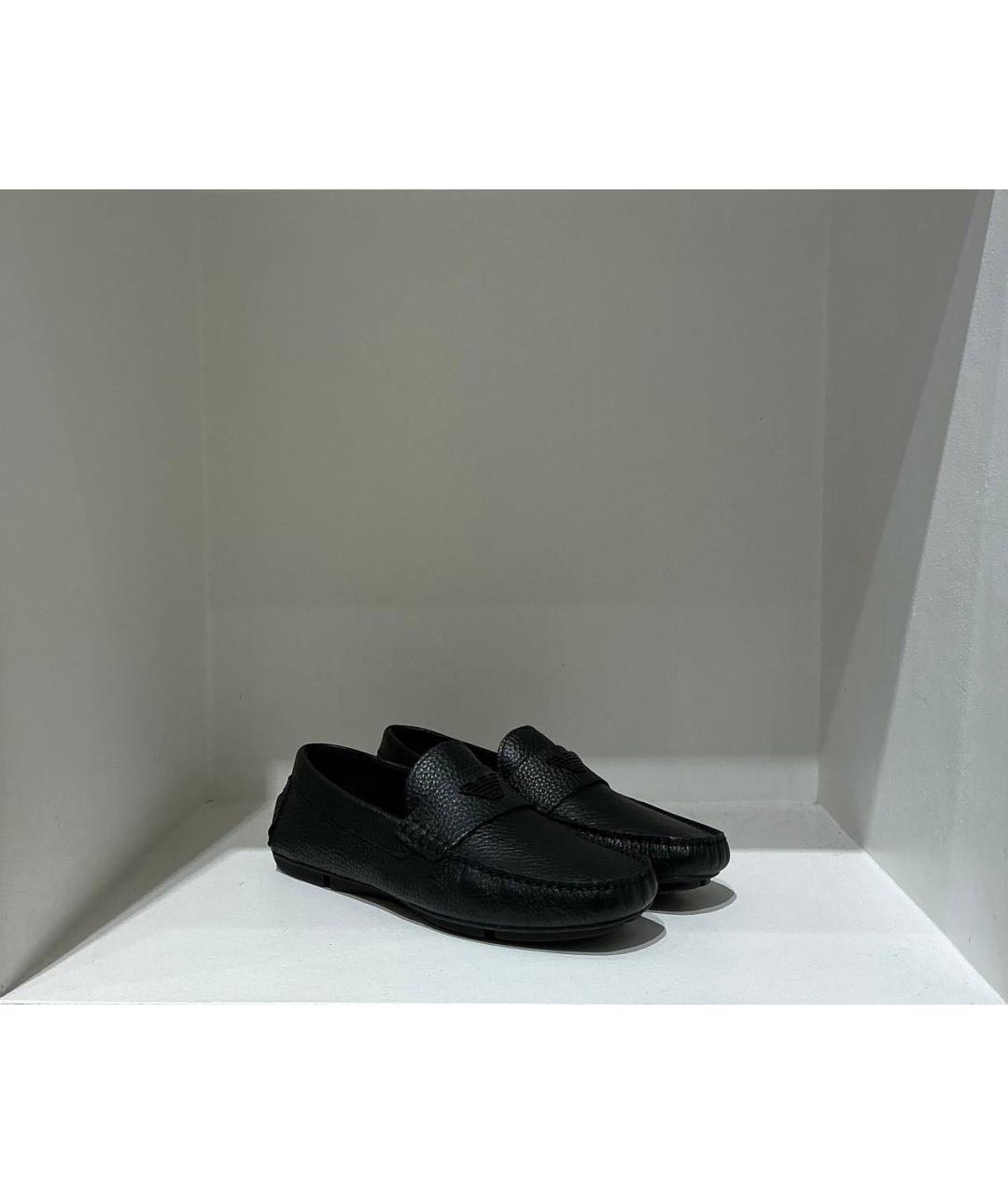 EMPORIO ARMANI Черные кожаные мокасины, фото 2