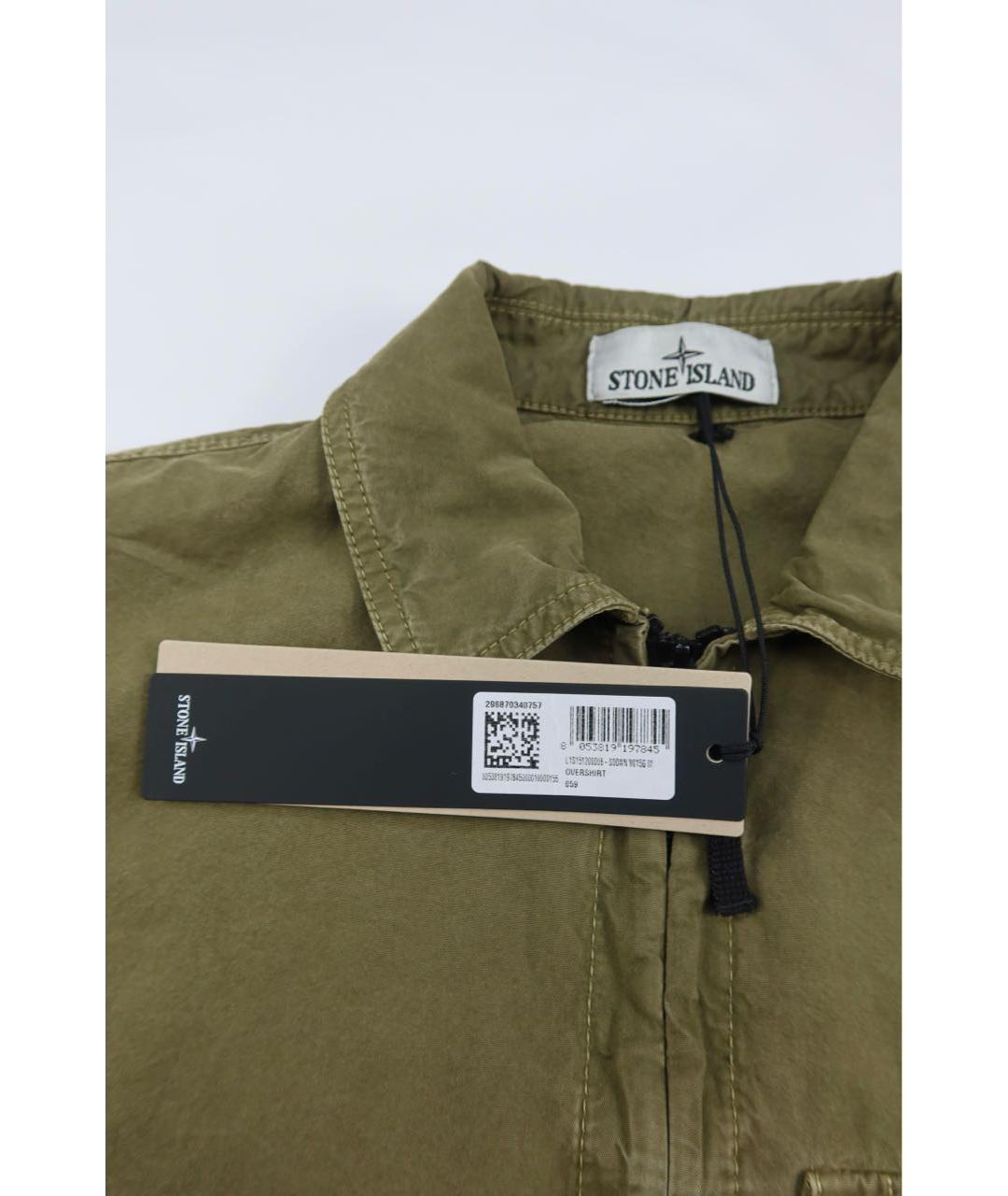 STONE ISLAND Хаки хлопковая кэжуал рубашка, фото 6