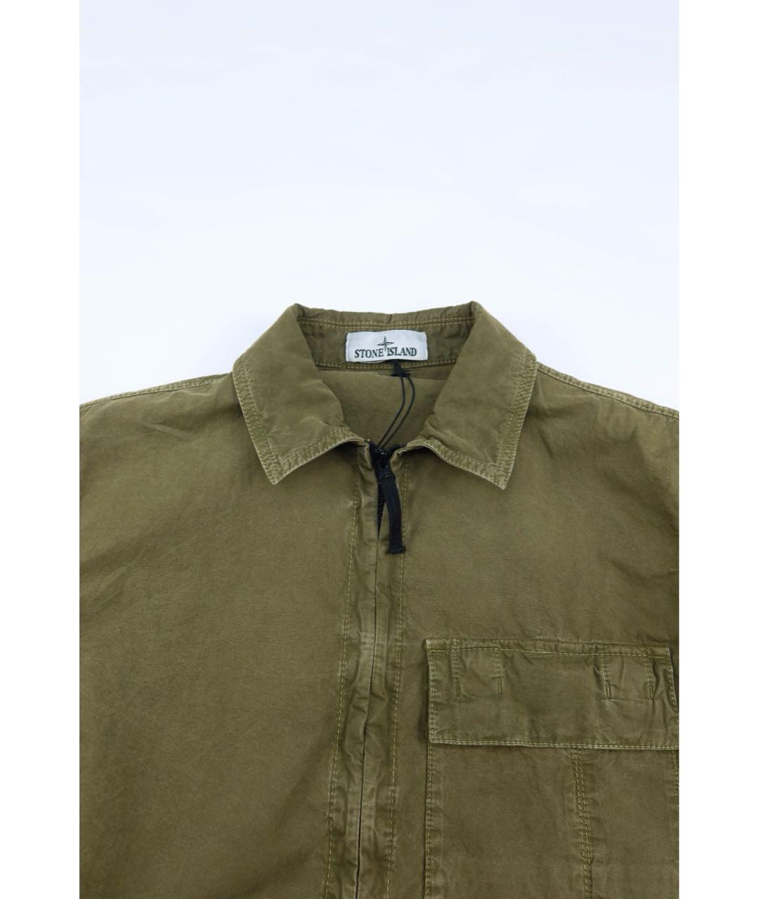 STONE ISLAND Хаки хлопковая кэжуал рубашка, фото 5