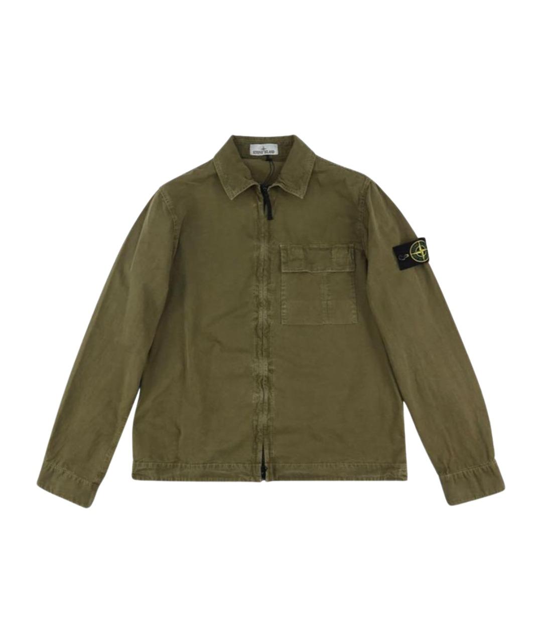 STONE ISLAND Хаки хлопковая кэжуал рубашка, фото 1