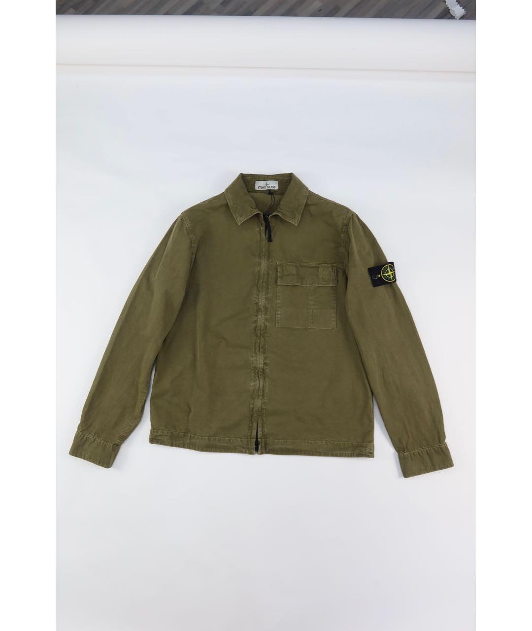 STONE ISLAND Хаки хлопковая кэжуал рубашка, фото 7