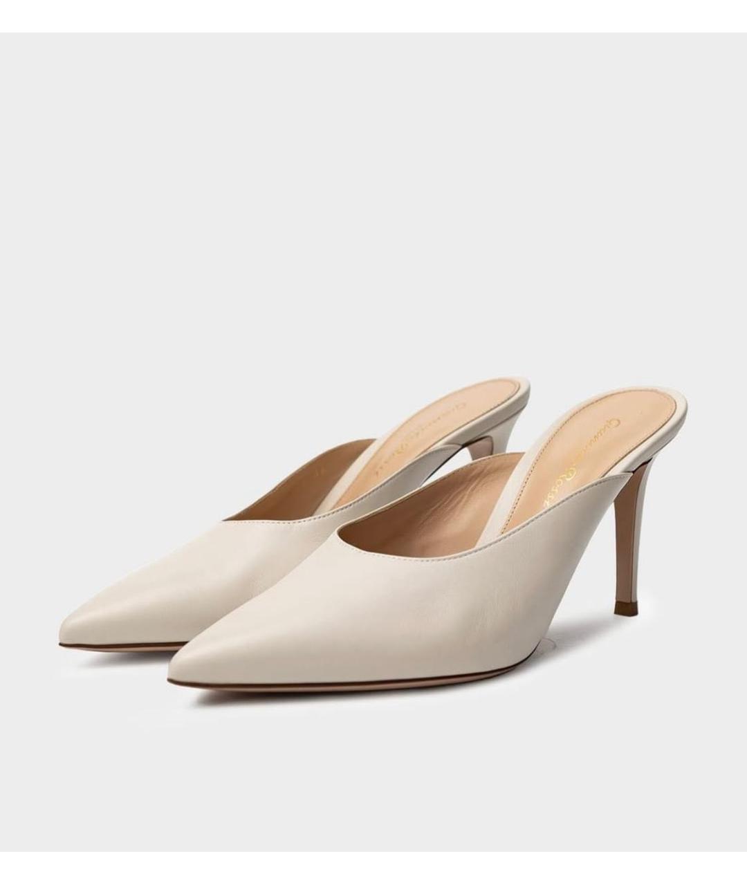 GIANVITO ROSSI Бежевые кожаные мюли, фото 4