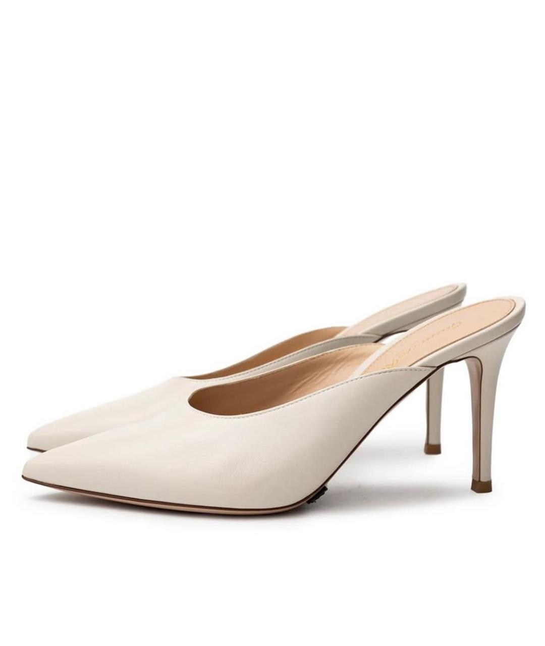 GIANVITO ROSSI Бежевые кожаные мюли, фото 6