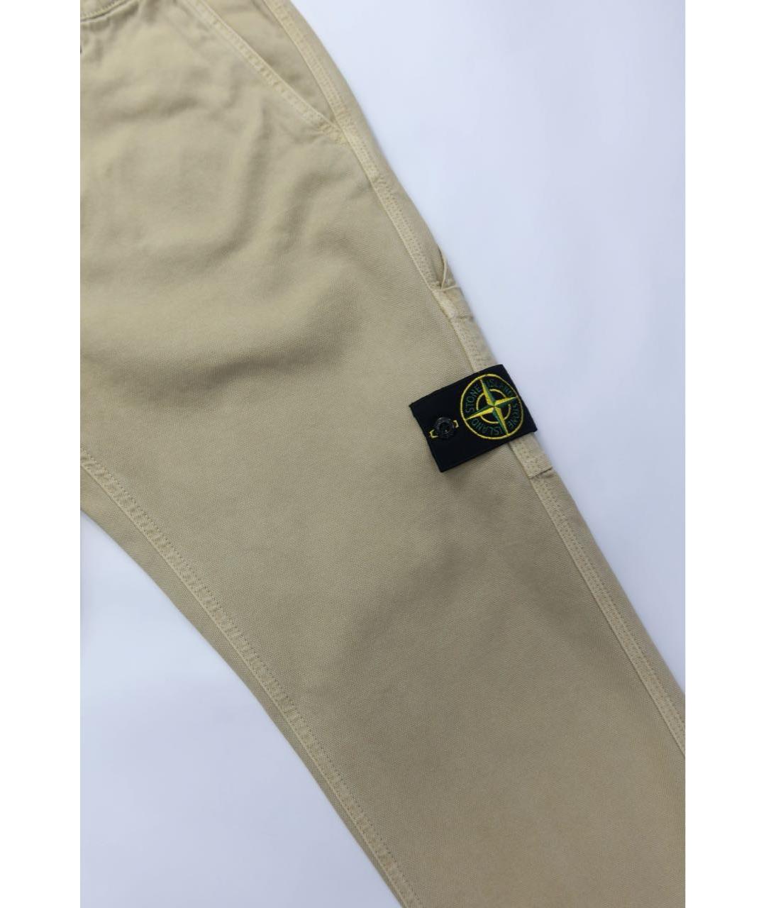 STONE ISLAND Бежевые хлопковые повседневные брюки, фото 3