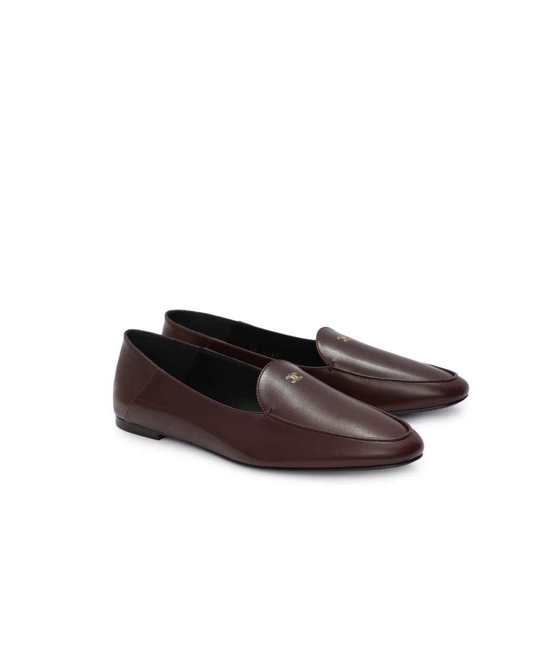 CELINE Бордовые кожаные лоферы, фото 2