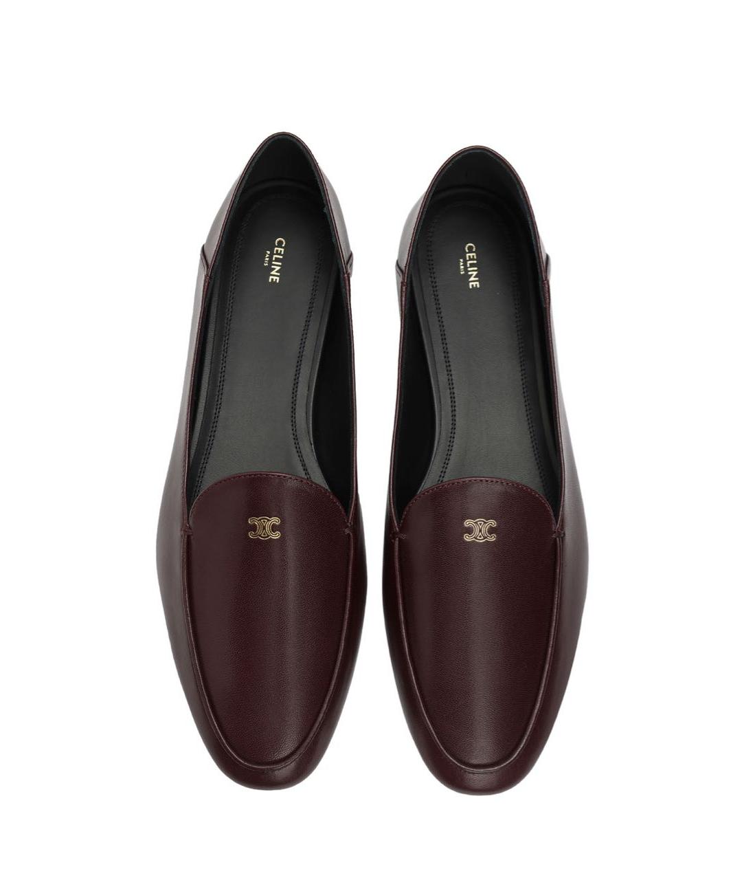 CELINE Бордовые кожаные лоферы, фото 3