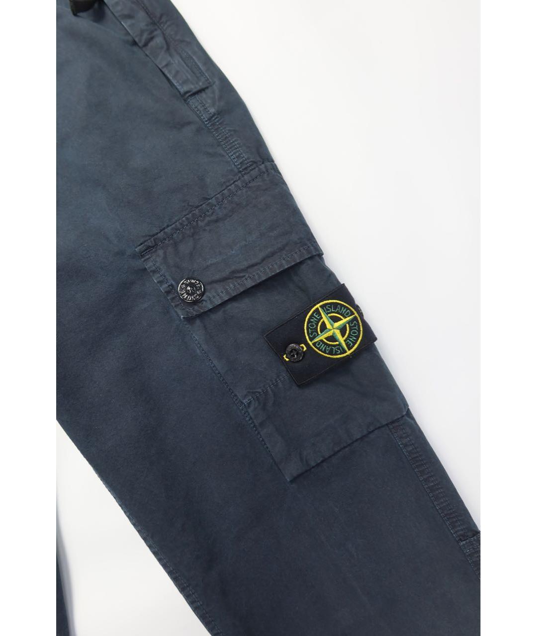 STONE ISLAND Темно-синие хлопковые повседневные брюки, фото 3