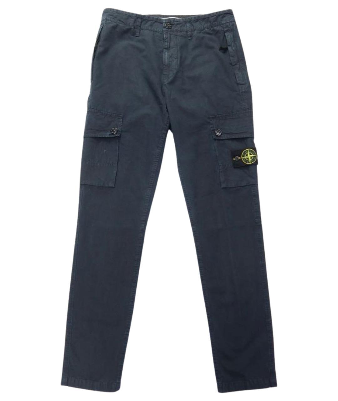 STONE ISLAND Темно-синие хлопковые повседневные брюки, фото 1