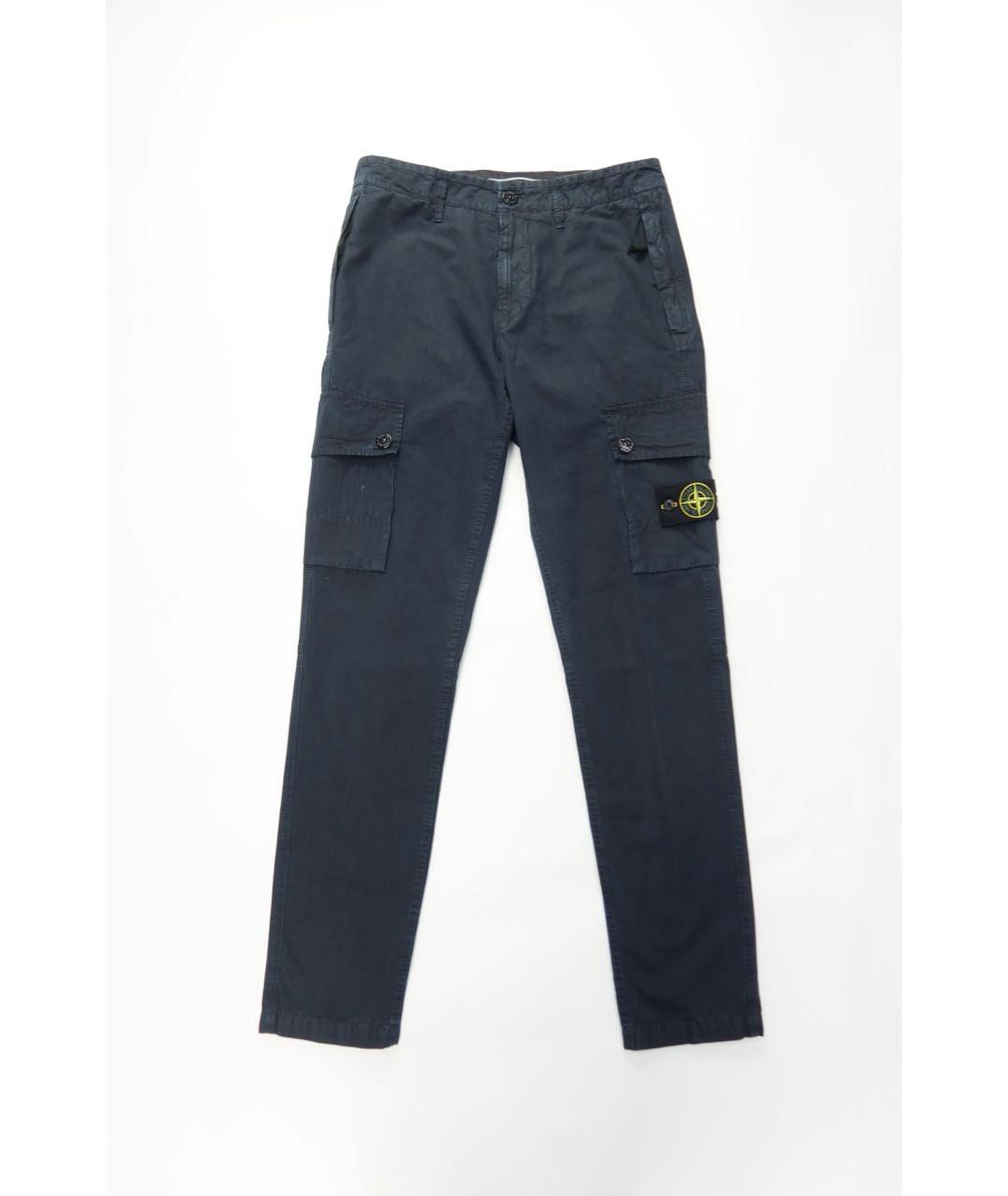 STONE ISLAND Темно-синие хлопковые повседневные брюки, фото 8