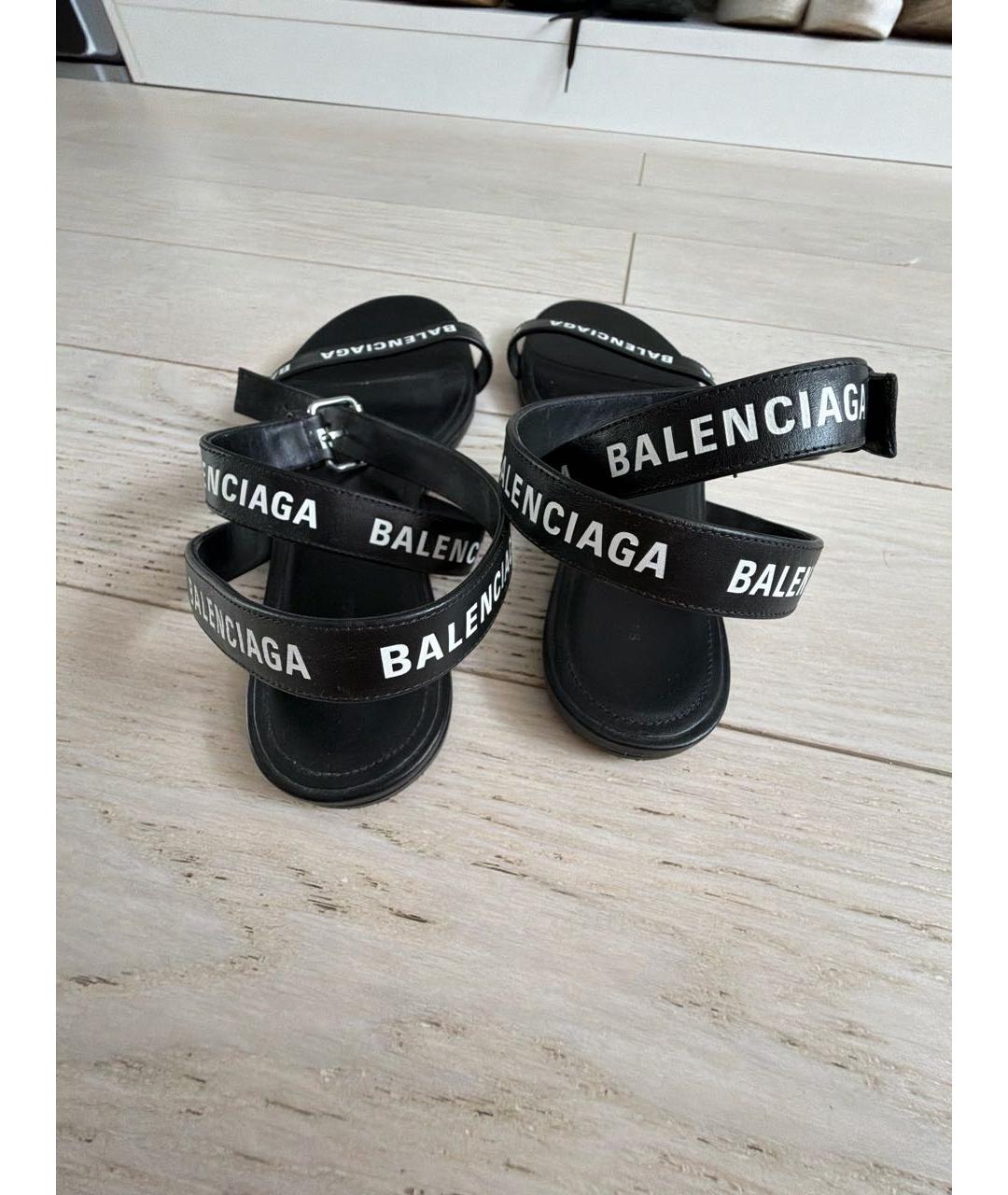 BALENCIAGA Черные кожаные босоножки, фото 4