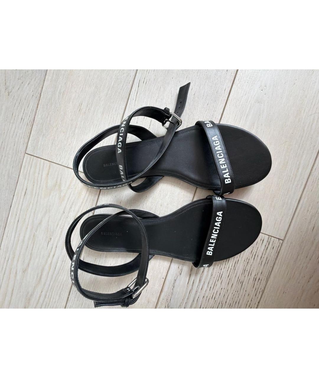 BALENCIAGA Черные кожаные босоножки, фото 2