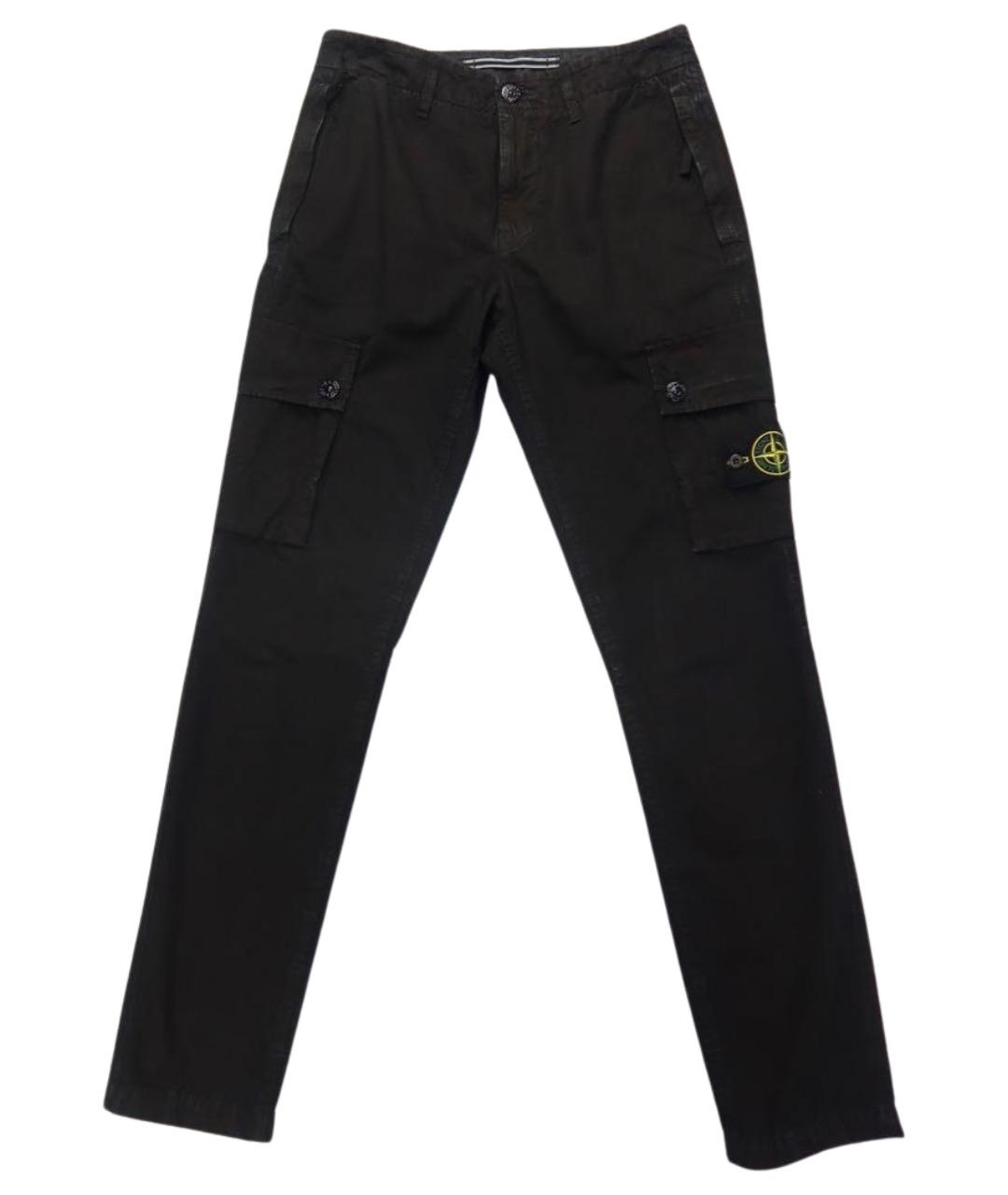 STONE ISLAND Черные хлопковые повседневные брюки, фото 1
