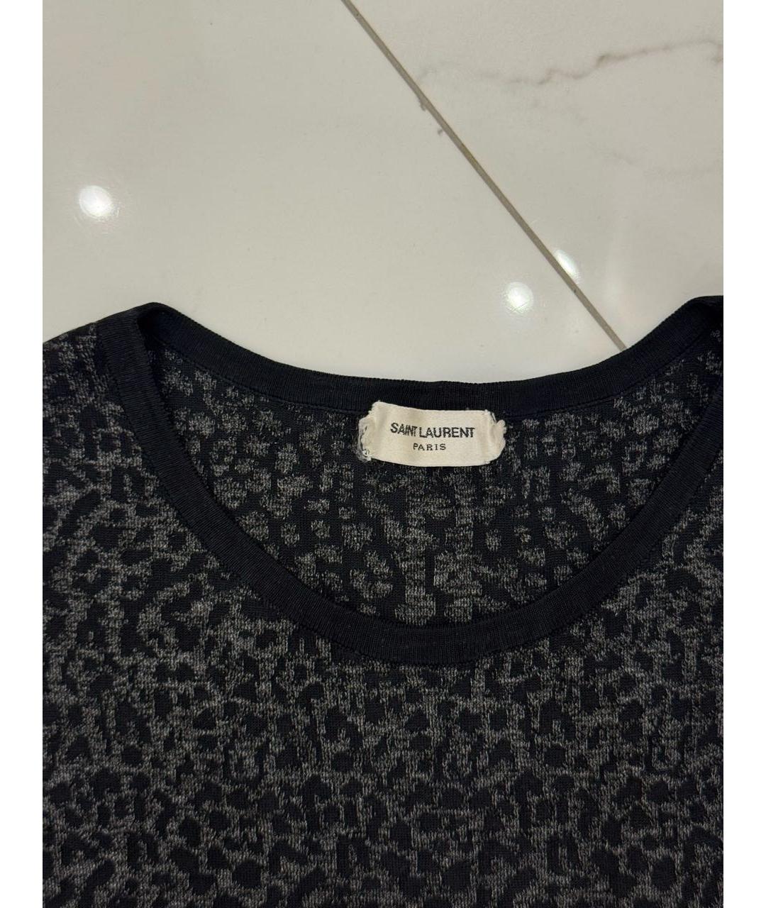 SAINT LAURENT Антрацитовая вискозная футболка, фото 6