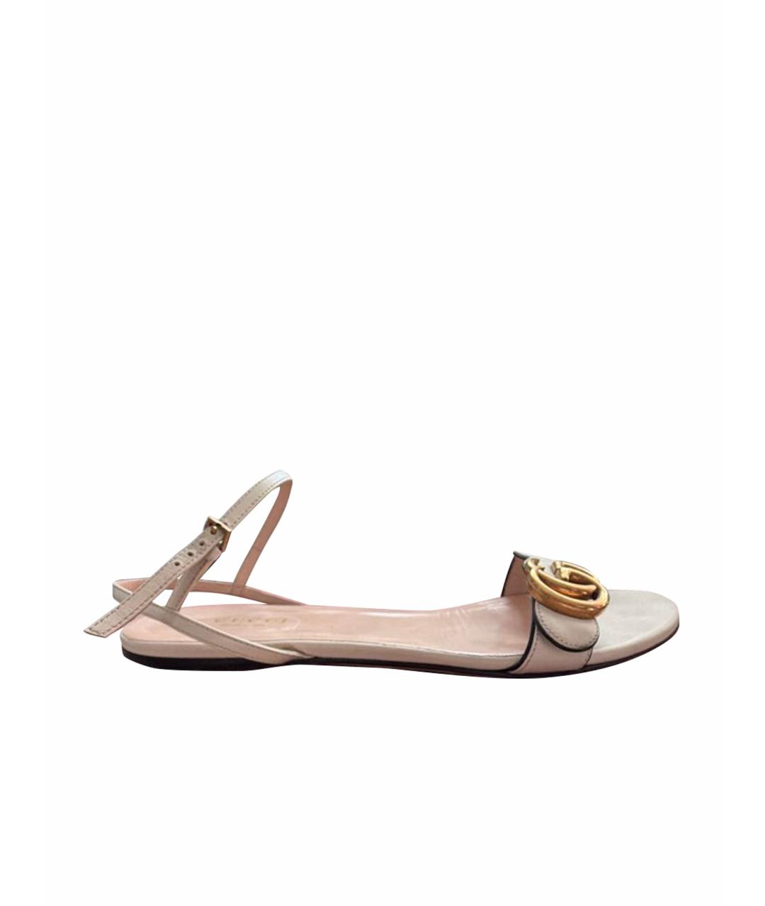 GUCCI Бежевые кожаные босоножки, фото 1