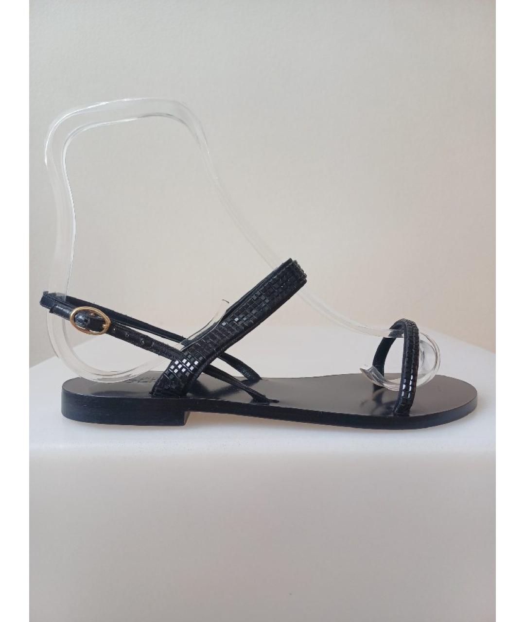 POLLINI Черные кожаные босоножки, фото 10
