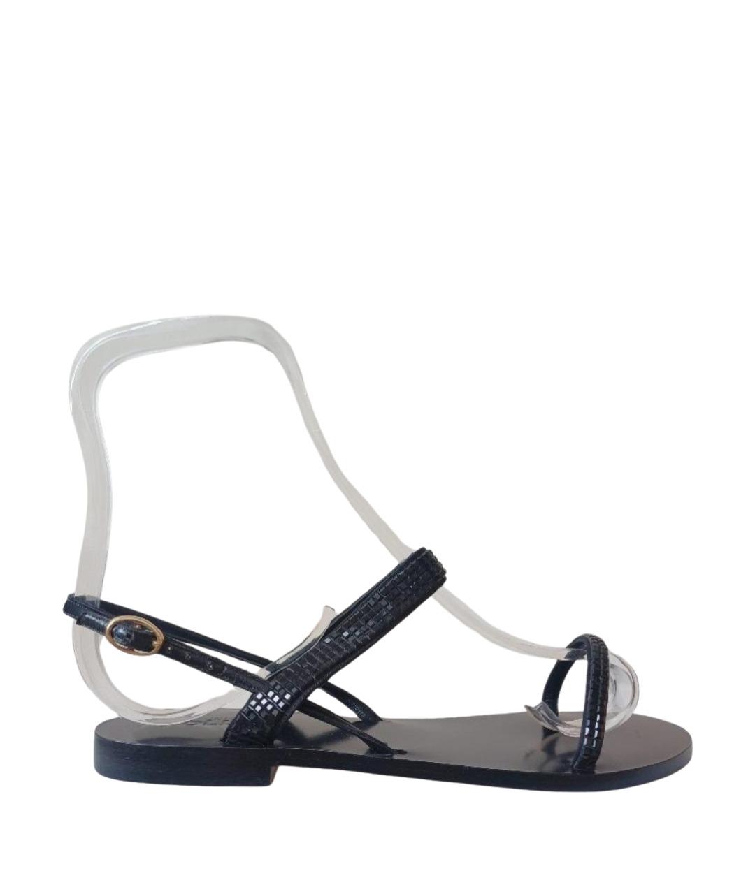 POLLINI Черные кожаные босоножки, фото 11
