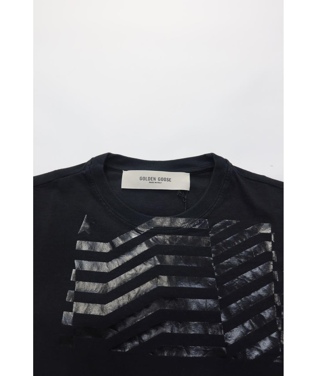 GOLDEN GOOSE DELUXE BRAND Черная хлопковая футболка, фото 3