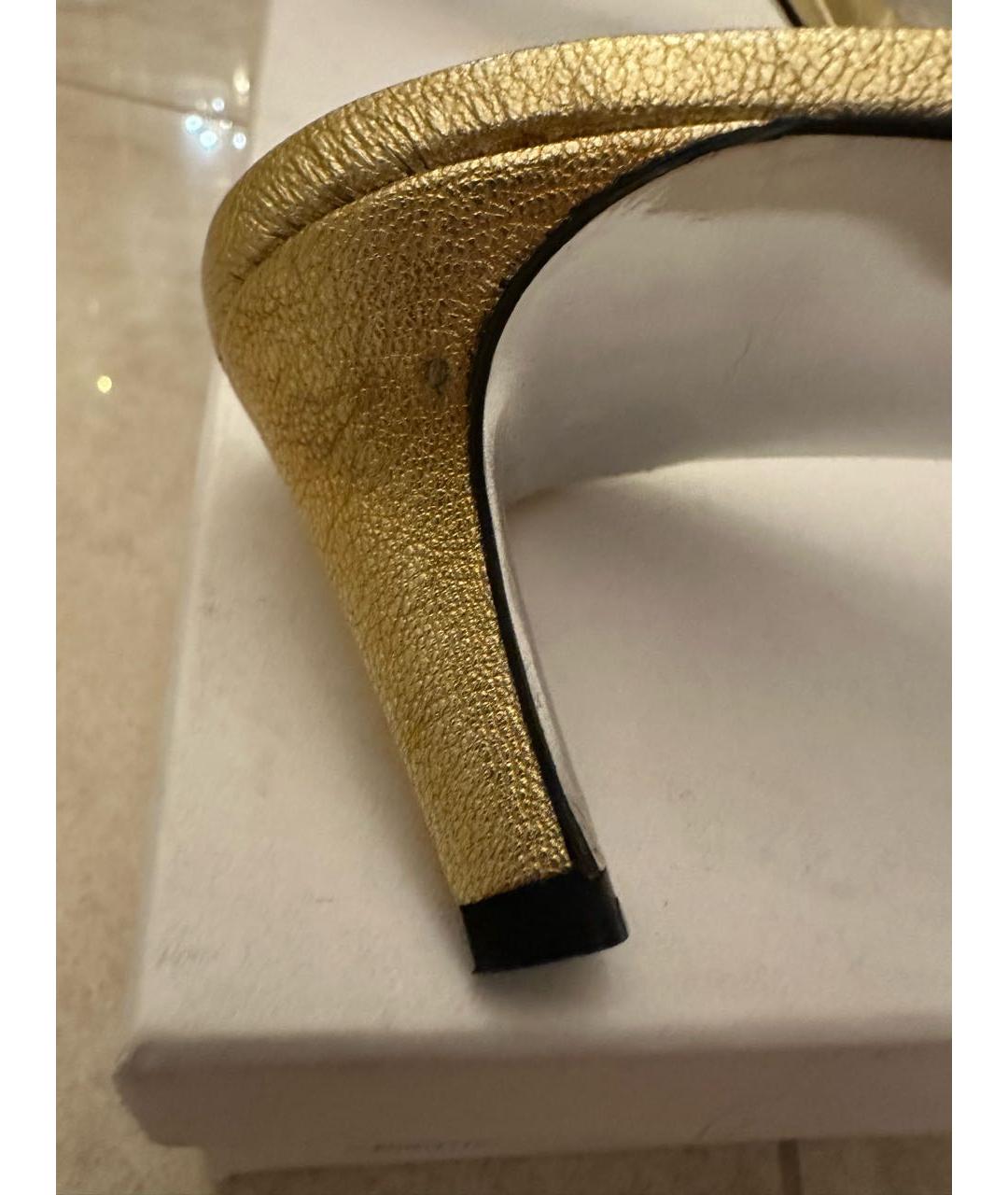 VERSACE Золотые кожаные босоножки, фото 8