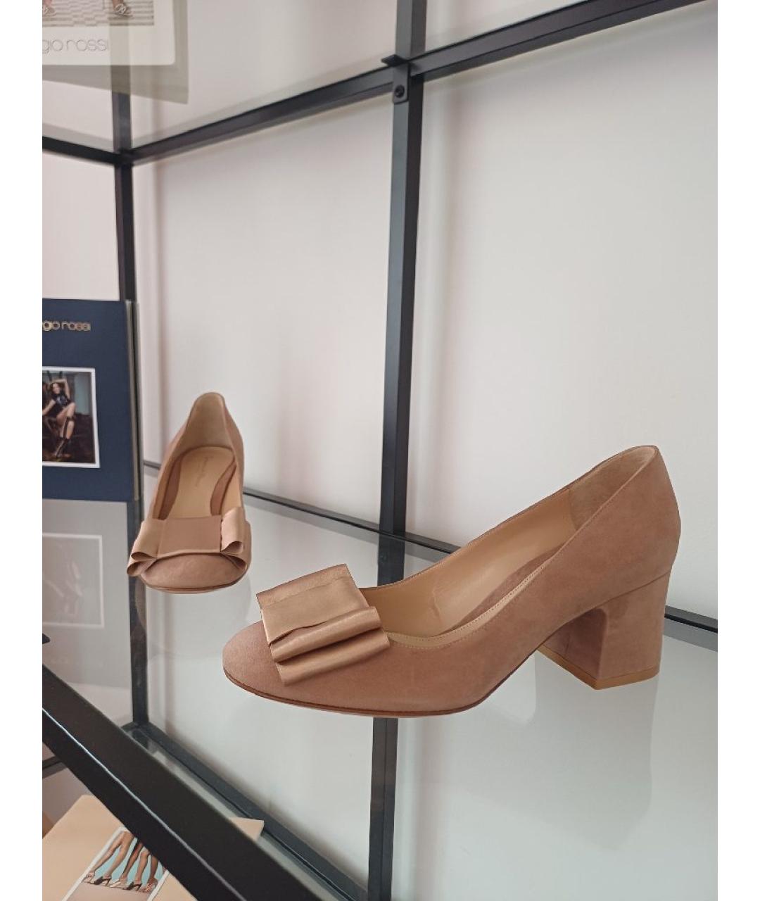 GIANVITO ROSSI Бежевые замшевые туфли, фото 6