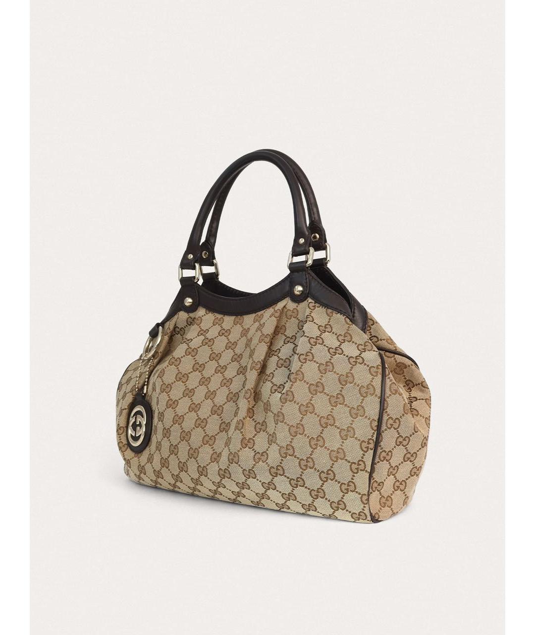 GUCCI Бежевая тканевая сумка тоут, фото 3