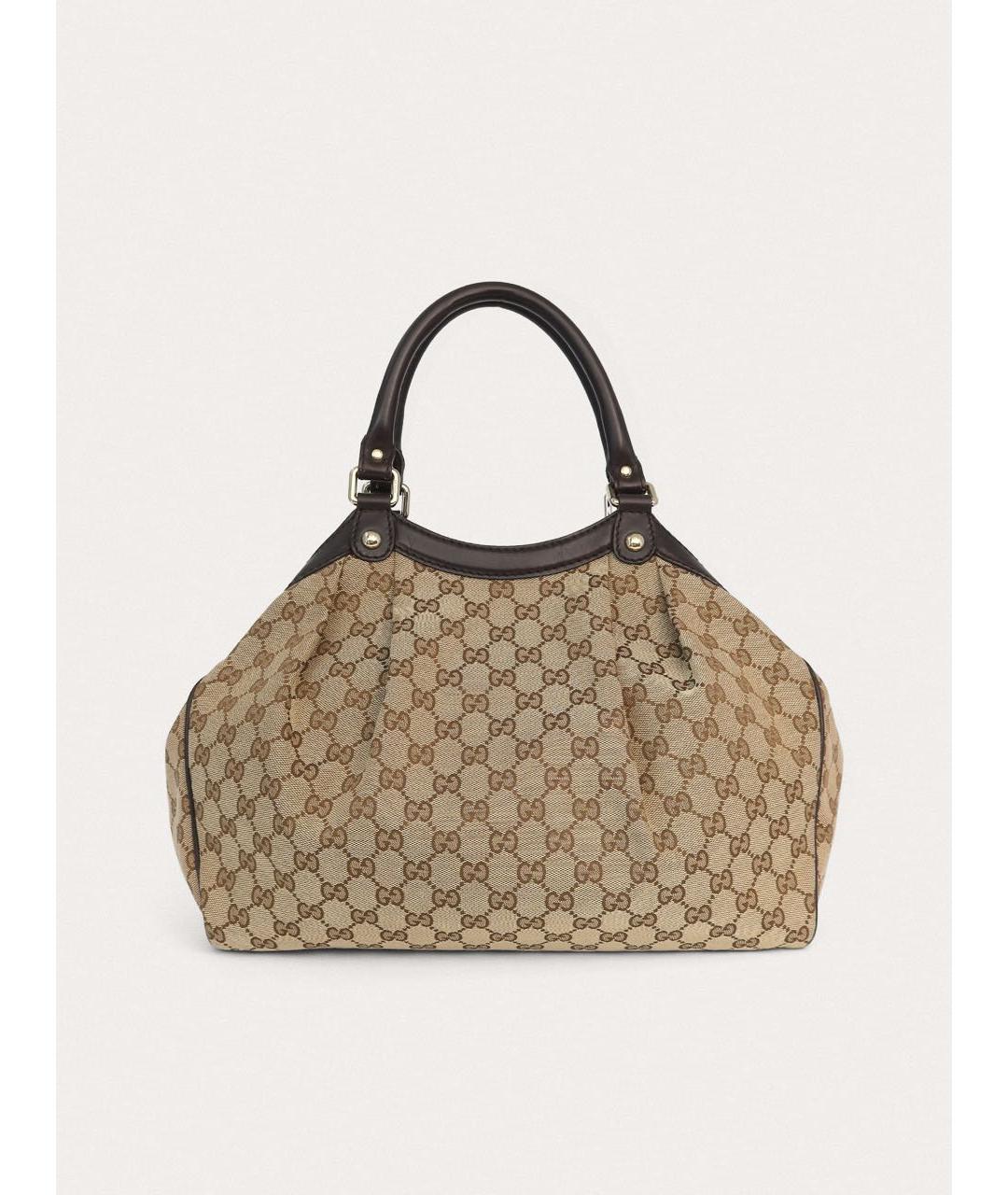 GUCCI Бежевая тканевая сумка тоут, фото 2