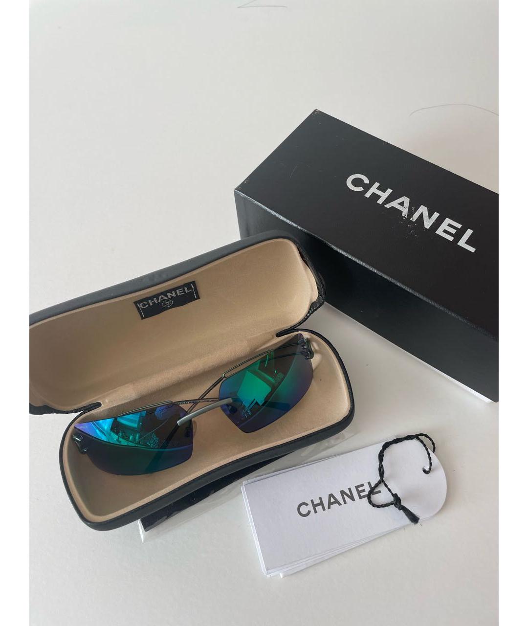 CHANEL Зеленые металлические солнцезащитные очки, фото 4
