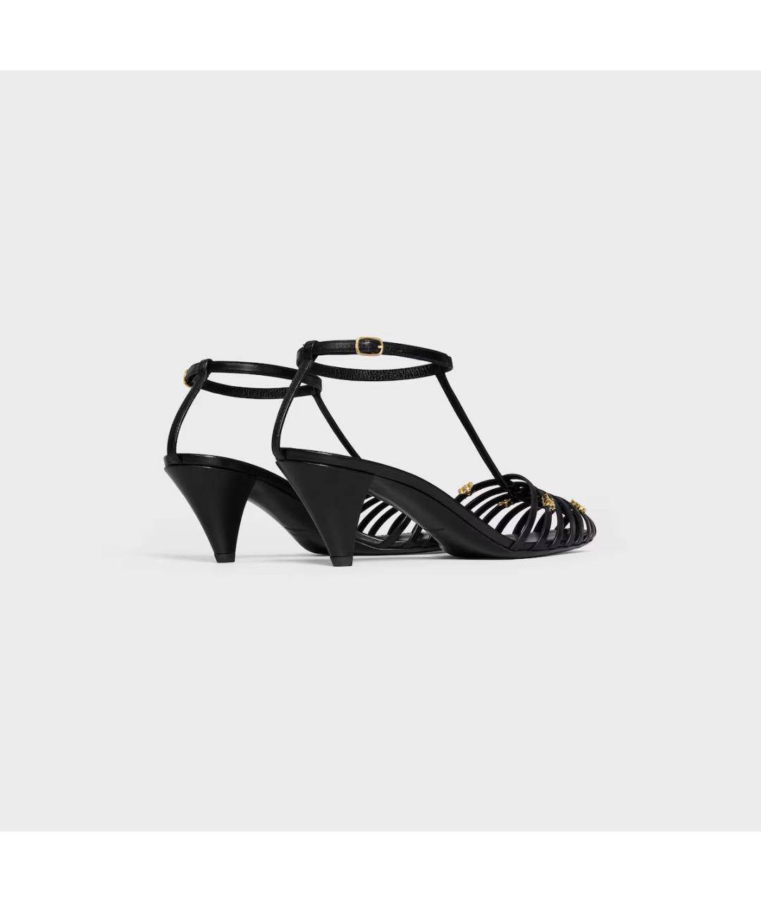 CELINE Черные кожаные босоножки, фото 7