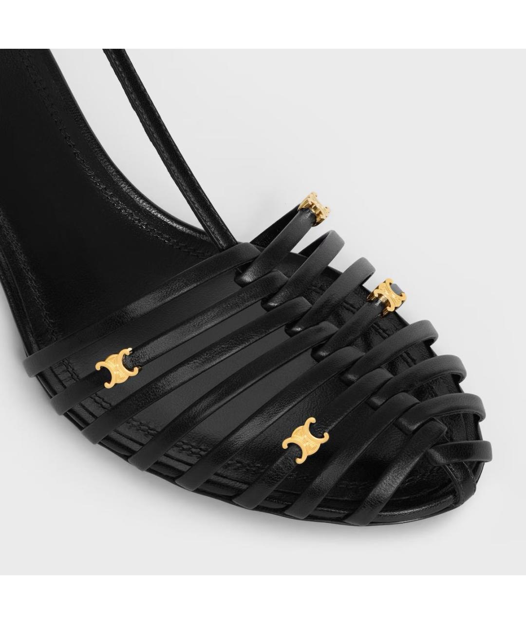 CELINE Черные кожаные босоножки, фото 6