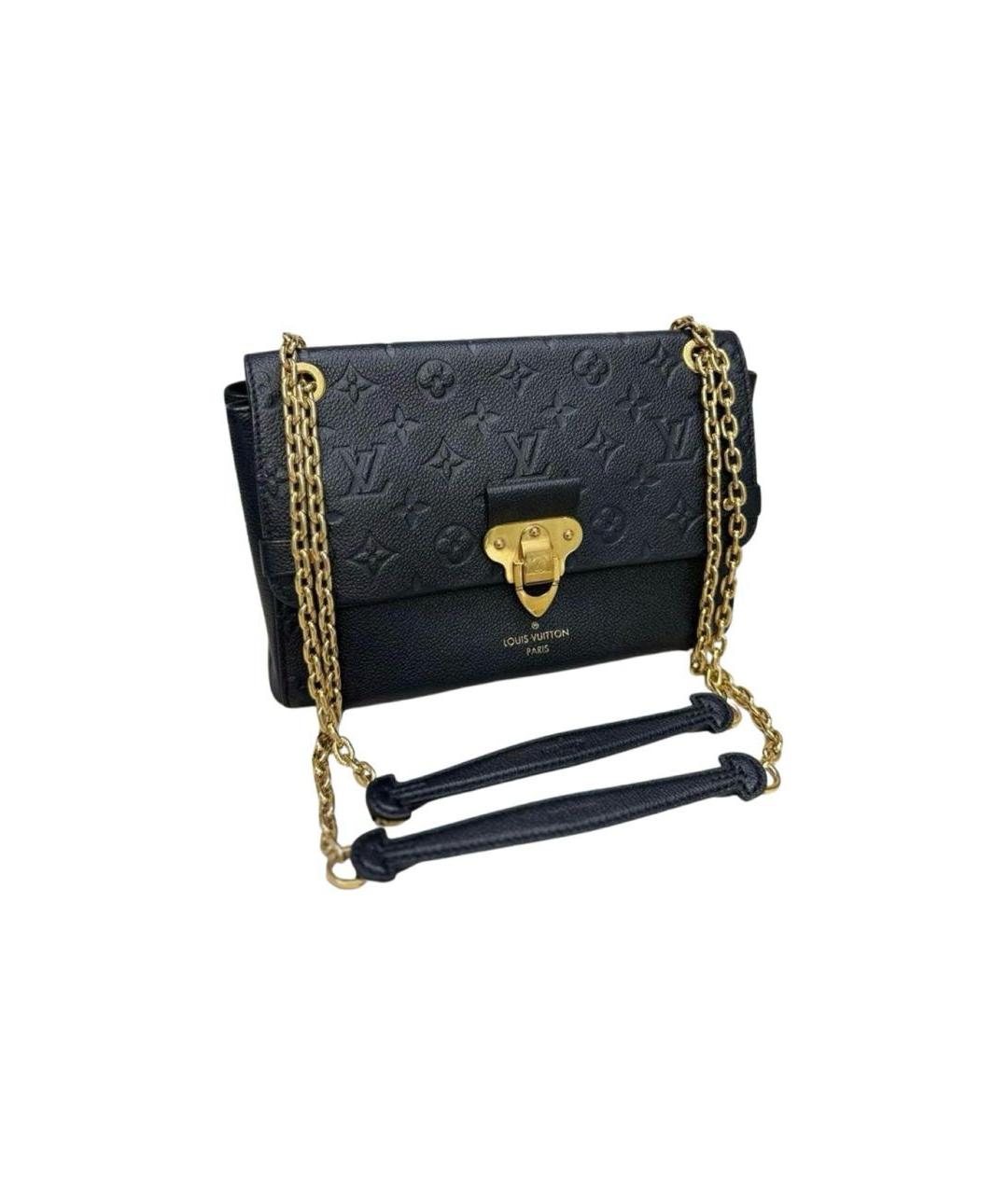 LOUIS VUITTON Черная кожаная сумка через плечо, фото 8